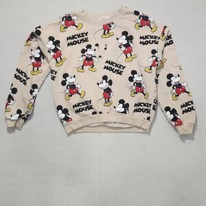 H&M X Disney Mickey Mouse Print Pullover Sweater Tan